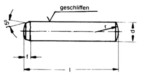 ISO 8734 Dowel Pin, Hardened, Tolerance M6